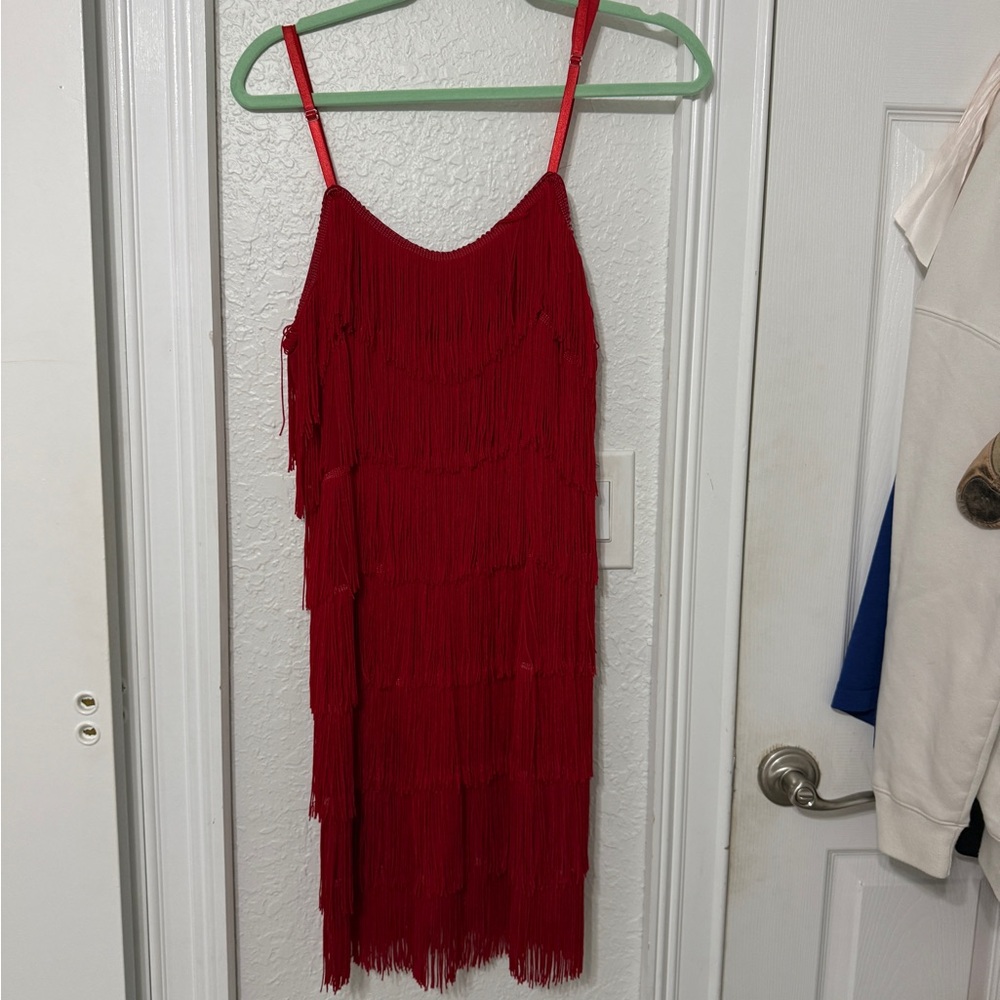 Elegant Red Fringe Dress